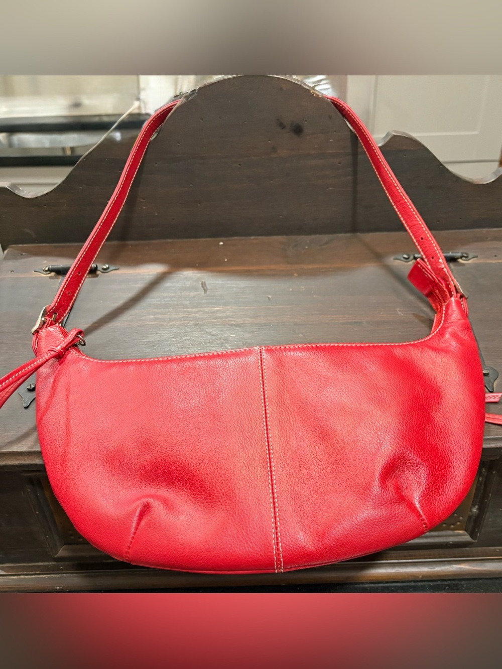 Barneys New York Red Leather Shoulder Bag